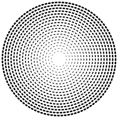 Kesik çizgiler konsantre, radyal daireler. Periyodik, segmentli lin