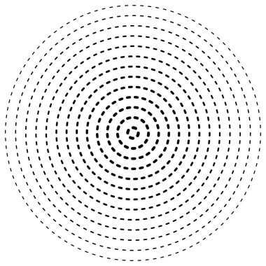 Kesik çizgiler konsantre, radyal daireler. Periyodik, segmentli lin