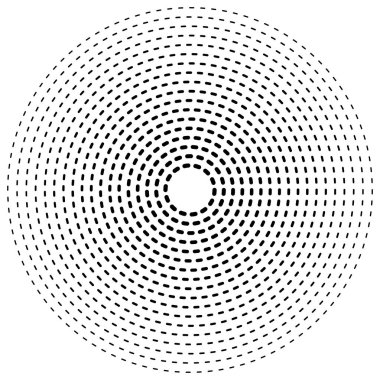 Kesik çizgiler konsantre, radyal daireler. Periyodik, segmentli lin