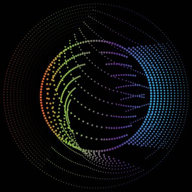 Rastgele noktalar, daireler ve parçacıklar halinde halkalar olan radikal bir element. Di