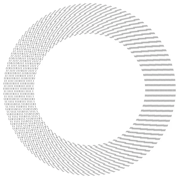 Linee tratteggiate cerchi concentrici, radiali. Periodico, segmentato lin — Vettoriale Stock