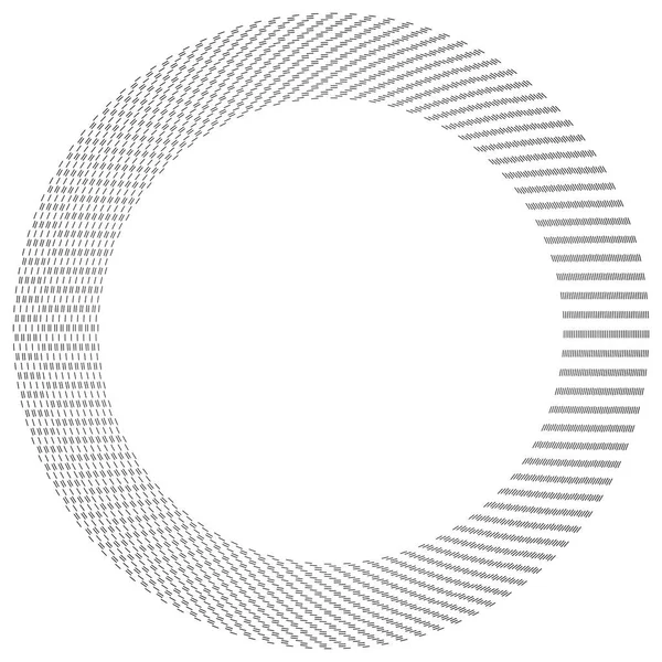 Dashed lines concentric, radial circles. Periodic, segmented lin — Stock Vector