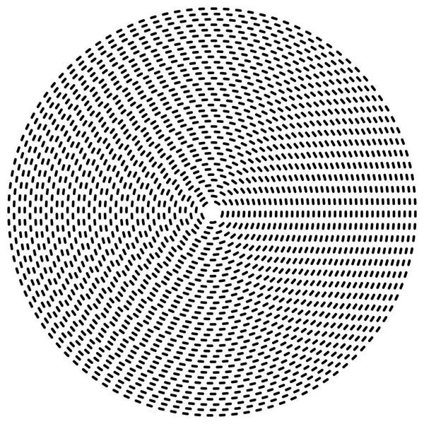 Dashed lines concentric, radial circles. Periodic, segmented lin — Stock Vector