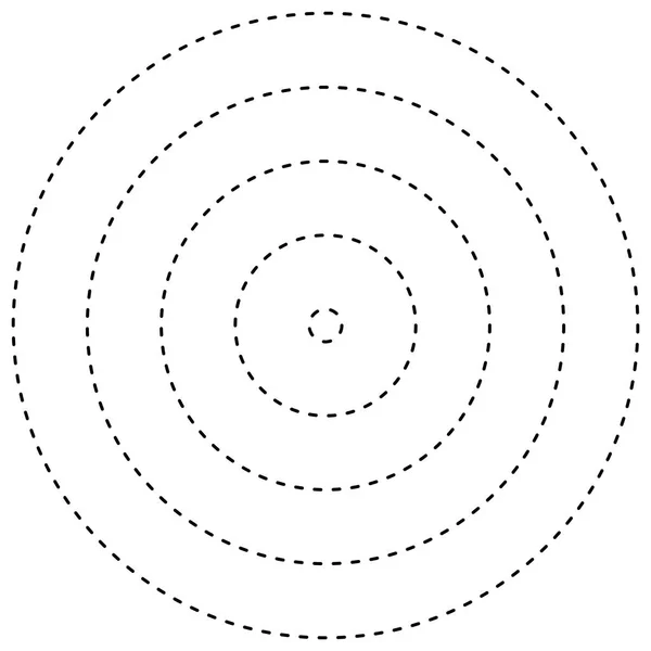 Linee tratteggiate cerchi concentrici, radiali. Periodico, segmentato lin — Vettoriale Stock