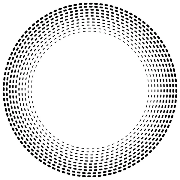 Dashed lines concentric, radial circles. Periodic, segmented lin — Stock Vector