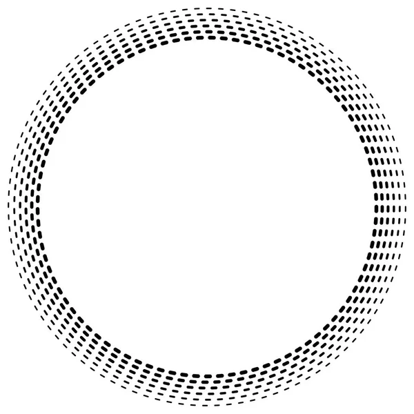 Dashed lines concentric, radial circles. Periodic, segmented lin — Stock Vector