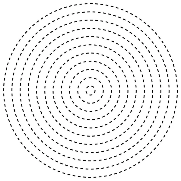 Cercles radiaux en pointillés. Elément circulaire, concentrique avec ga — Image vectorielle