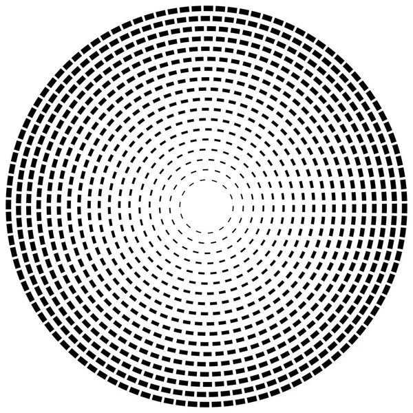 Radial streepjeslijn cirkels. Cirkelvormige, concentrische elementen met ga — Stockvector