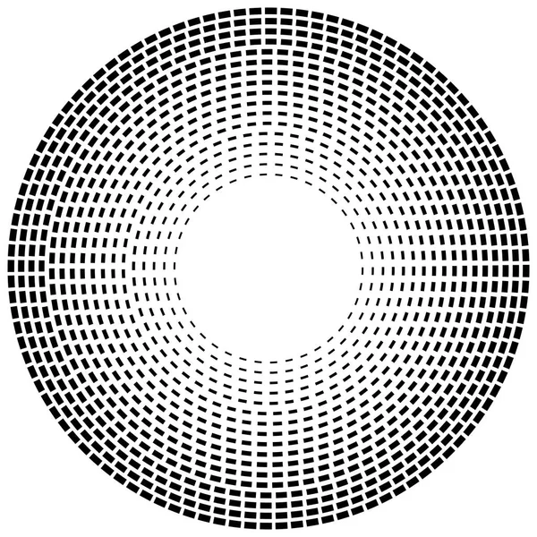 Radiální čárkované kruhy. Kruhový, soustředný prvek s ga — Stockový vektor