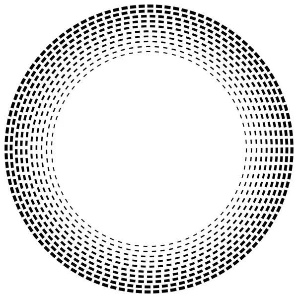 Radial streepjeslijn cirkels. Cirkelvormige, concentrische elementen met ga — Stockvector