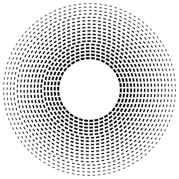 Círculos de linha tracejados radiais. Circular, elemento concêntrico com ga —  Vetores de Stock