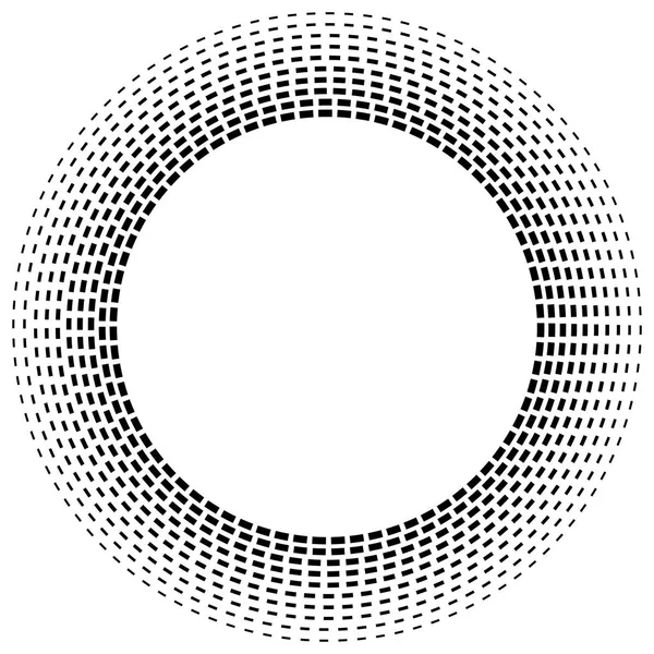 Radial dashed line circles. Circular, concentric element with ga — Stock Vector