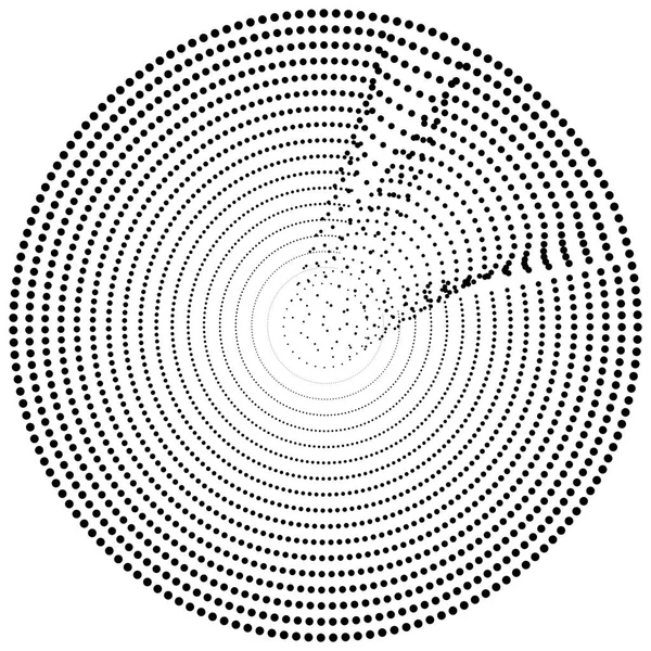 Elemento radial com pontos aleatórios, círculos, anéis como partículas. Di — Vetor de Stock