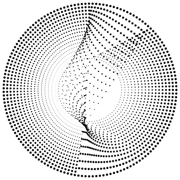 Elemento radial con puntos aleatorios, círculos, anillos como partículas. Di — Vector de stock
