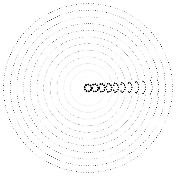 Pierwiastek promieniowy z przypadkowymi kropkami, okręgami, pierścieniami jako cząstki. Di — Wektor stockowy