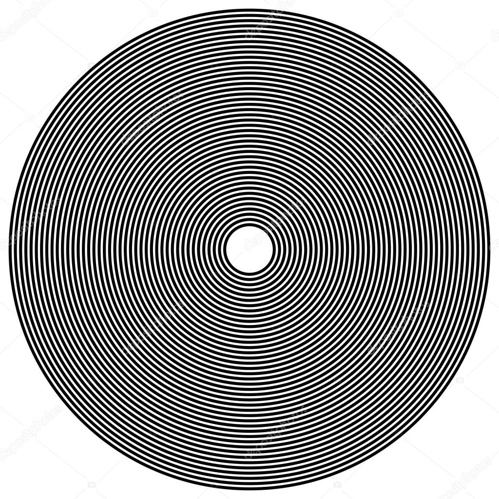 Radial circles design element. Converge circle lines. Repeating,