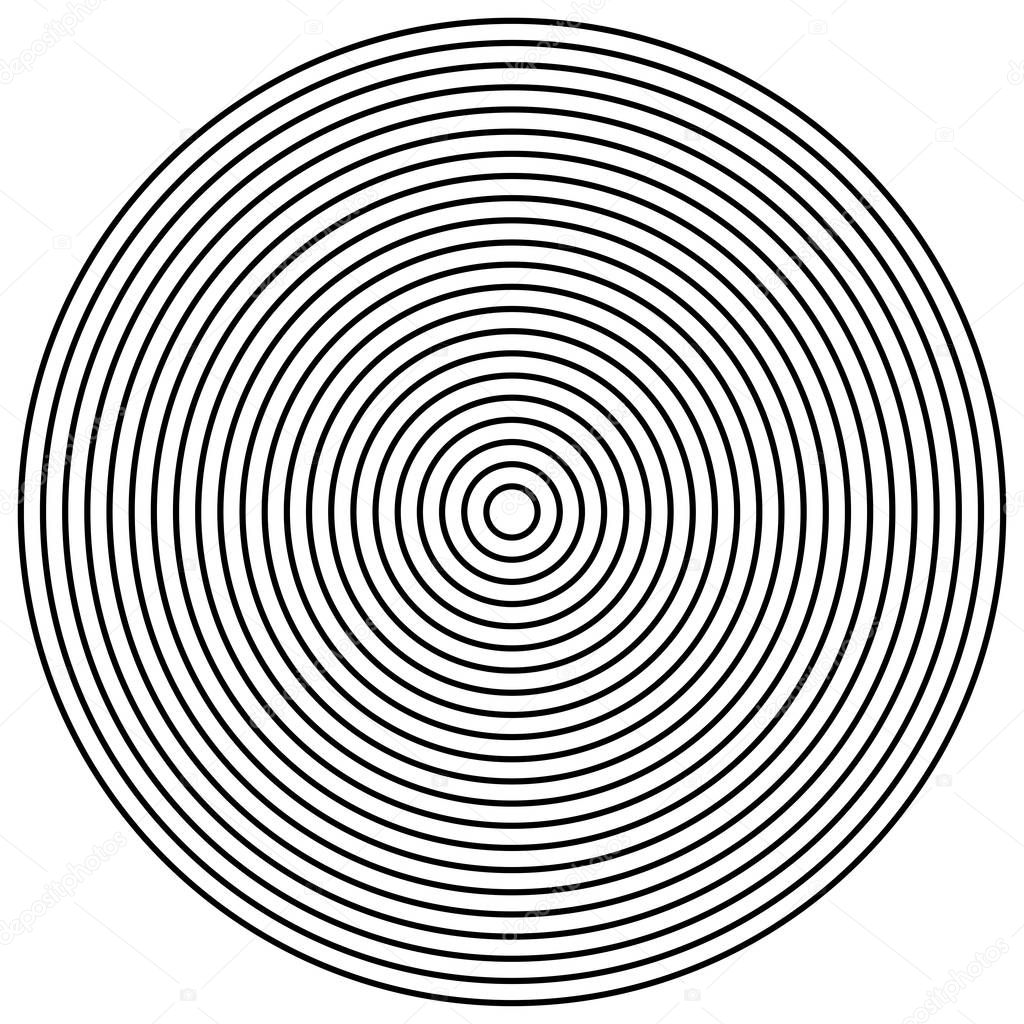 Radial circles design element. Converge circle lines. Repeating,
