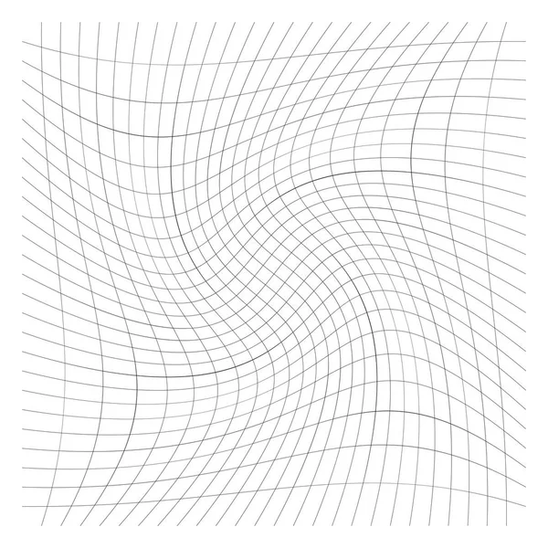 Rejilla, malla de líneas con espiral circular, giro, efecto roll. ¿Qué? — Archivo Imágenes Vectoriales