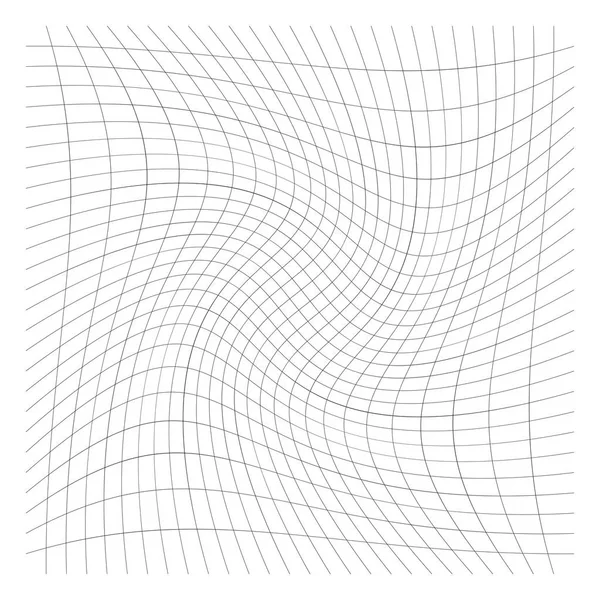 Sich kreuzende Linien Maschen, Gitter mit spiralförmigen, Rotation, Wirbel, tw — Stockvektor