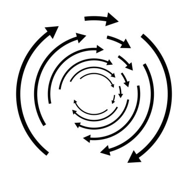 Döndürme, döndürme, döndürme kavramı dairesel ok çizimi. 