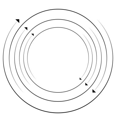 Döndürme, döndürme, döndürme kavramı dairesel ok çizimi. 