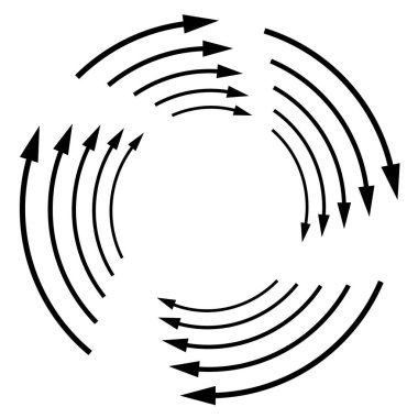 Döndürme, döndürme, döndürme kavramı dairesel ok çizimi. 
