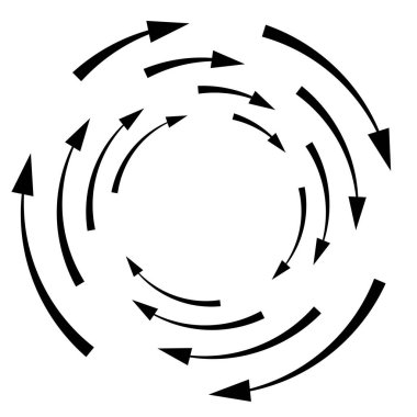 Döndürme, döndürme, döndürme kavramı dairesel ok çizimi. 