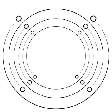 Pleksus, düğümlü tel çerçeveli radyal daireler. Geometrik spiral f