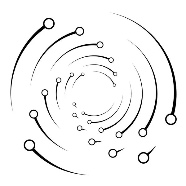 Plexo, círculos radiales de armazón de alambre con nudos. Espiral geométrica f — Archivo Imágenes Vectoriales