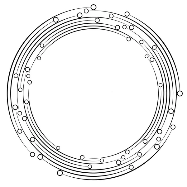 Plexus, cercles radiaux à armature métallique avec nœuds. Spirale géométrique f — Image vectorielle