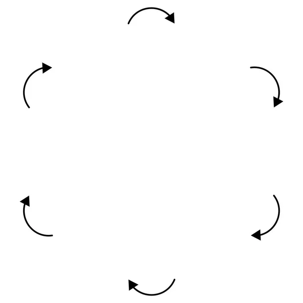 Gire las flechas circulares, radiales para el ciclo, conceptos de iteración. Co — Archivo Imágenes Vectoriales