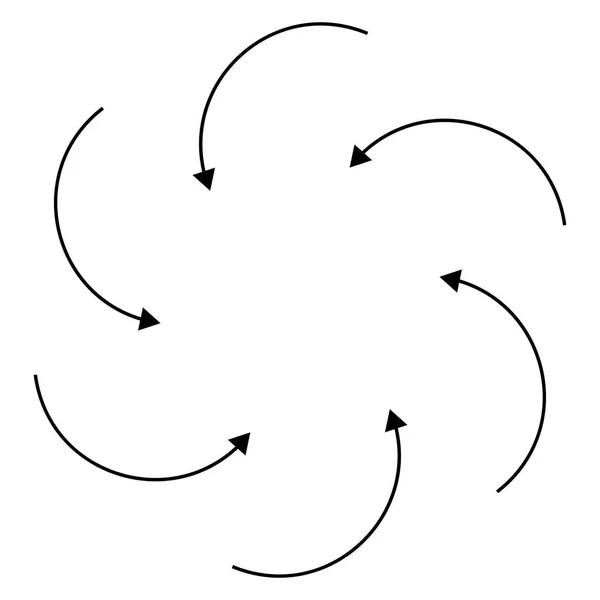 Radiální kruhové šipky pro víření, točení, otáčení konceptů. Koncentrovat — Stockový vektor