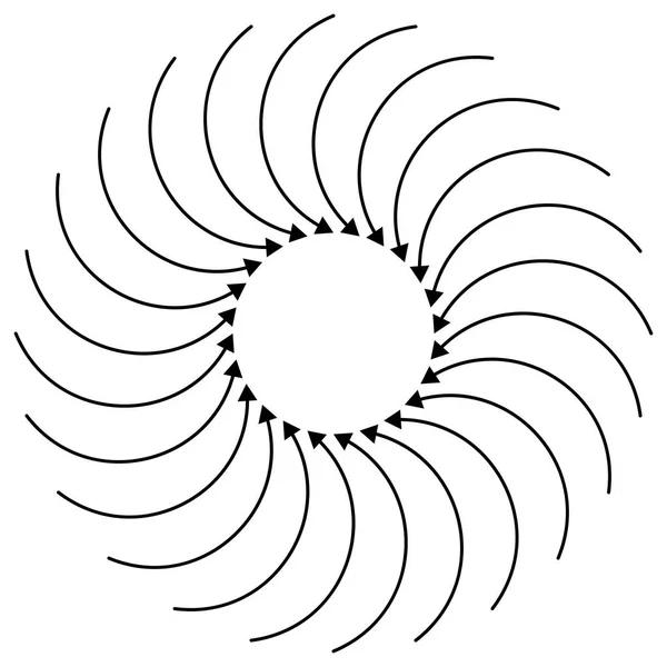 Flecha radial circular para giros, giros, giros. Concentr — Archivo Imágenes Vectoriales