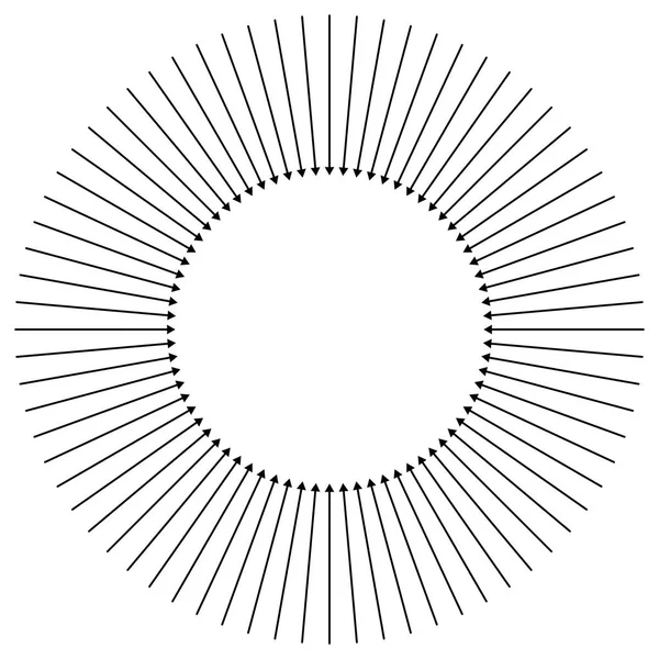 Flechas circulares internas, radiales para apretar, colisionar, colisionar t — Vector de stock