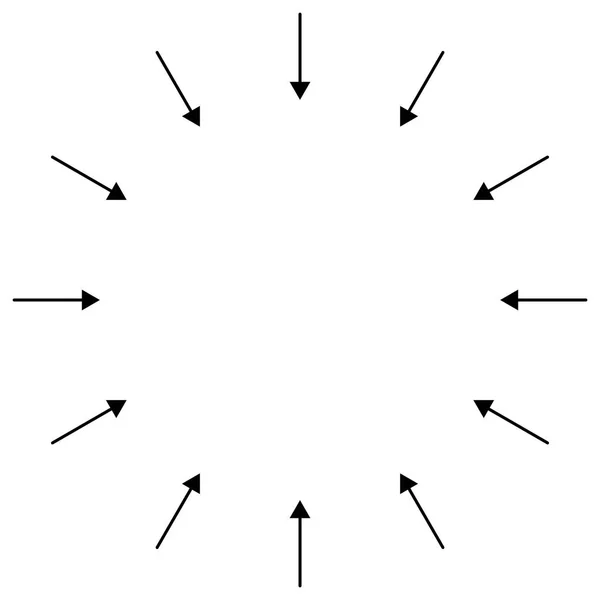 Внутрішні кругові, радіальні стрілки для затягування, зіткнення, зіткнення t — стоковий вектор