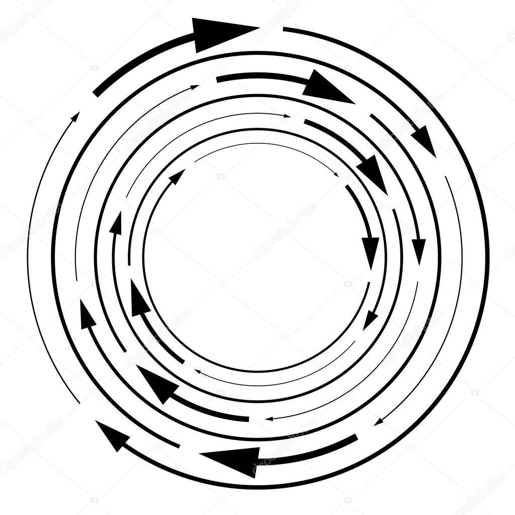 Rotation, revolve, torsion concept circular arrow illustration. 