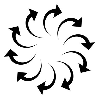 Kavisli dairesel ok. Dönmek için radikal, konsantre işaretçi, orbi