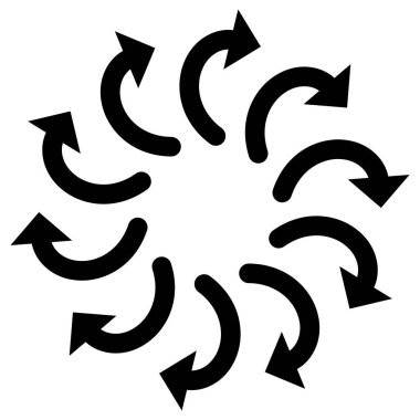 Kavisli dairesel ok. Dönmek için radikal, konsantre işaretçi, orbi