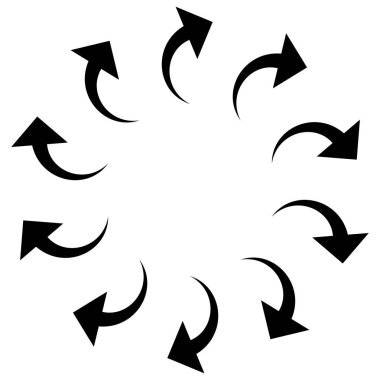 Kavisli dairesel ok. Dönmek için radikal, konsantre işaretçi, orbi