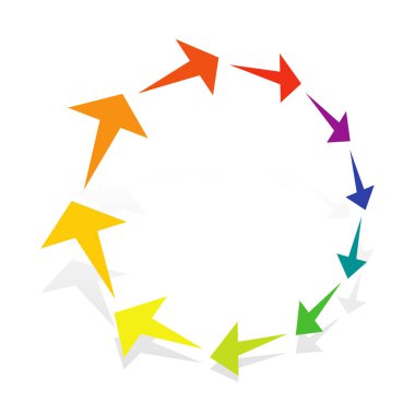 Patlama, genişleme, hizalama temaları için dairesel, radyal oklar. 