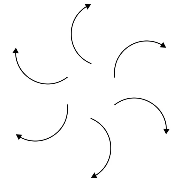 Flèche circulaire incurvée. Pointeur radial concentrique pour spin, orbi — Image vectorielle