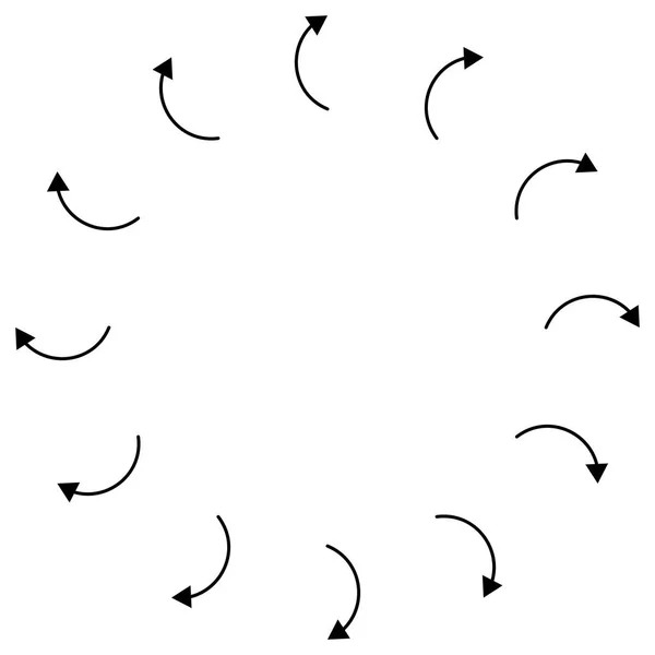 Flechas radiales circulares apuntando desde el centro. Puntero concéntrico — Vector de stock