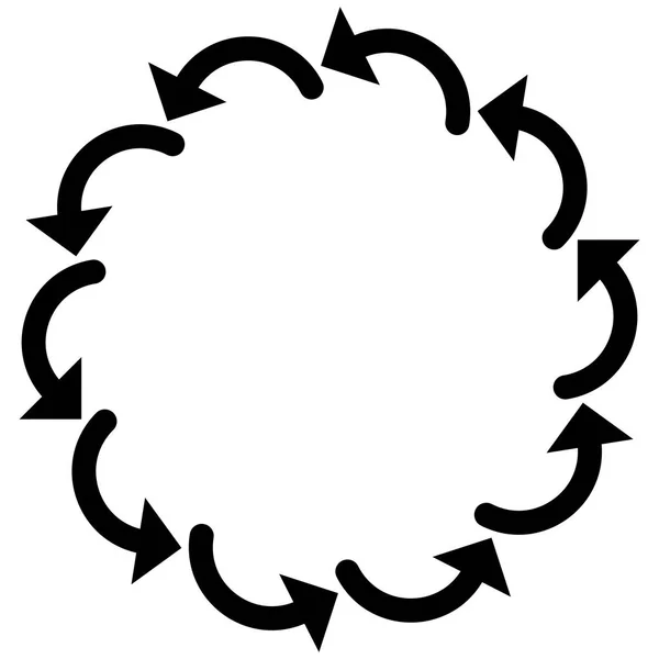 Flèche circulaire incurvée. Pointeur radial concentrique pour spin, orbi — Image vectorielle