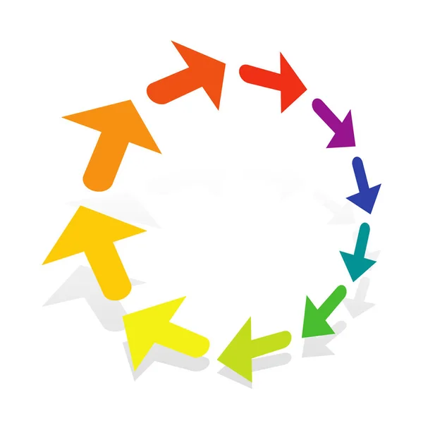 Flèches circulaires et radiales pour les thèmes d'éclatement, d'extension, d'alignement . — Image vectorielle