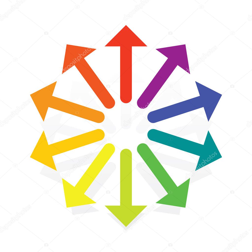 Radial, circular arrows for enlarge, expand themes. Alignment, a