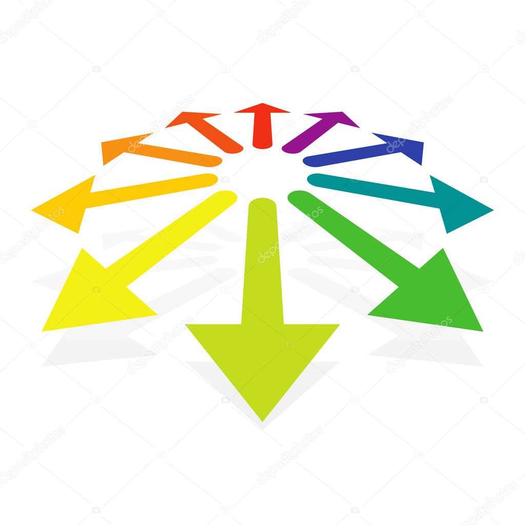 Radial, circular arrows for enlarge, expand themes. Alignment, a