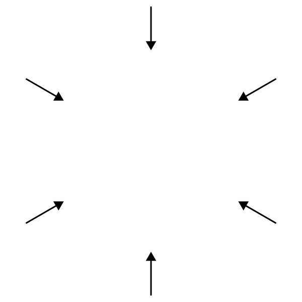 Circular, radial arrows for convergence, shrink, suction, merge — ストックベクタ