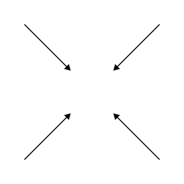 Nach innen kreisförmige, radiale Pfeile zum Anziehen, Kollidieren, Kollidieren — Stockvektor
