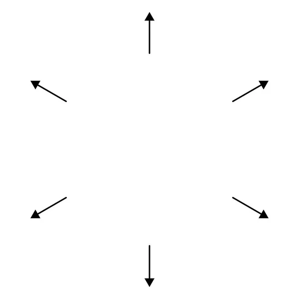 Radial, circular arrows pointing from center. Concentric pointer — ストックベクタ