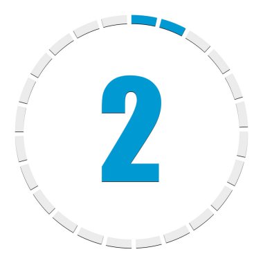 İlerleme, tamamlama, adım göstergesi. Durati olarak ayrılmış çember